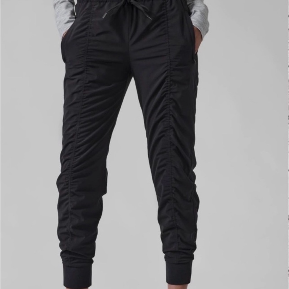 Athleta Black Ruched Track Joggers